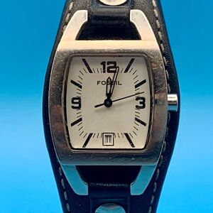 FOSSIL JR-8129 Women’s Wristwatch All St Steel Case Leather Strap Date Working